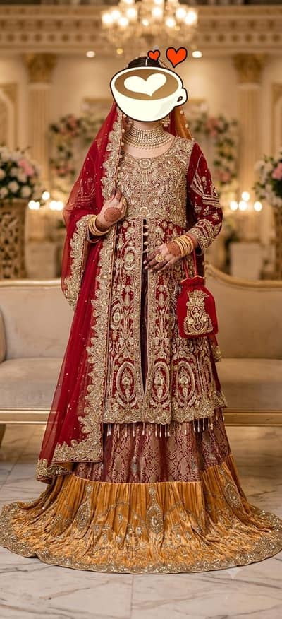 farshi bridal lehenga maroon colour
