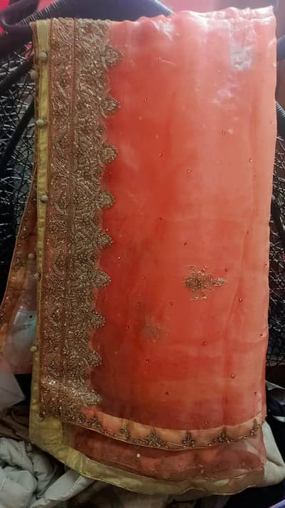 heavy pure cut work dress with gota kinari dupta