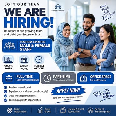Full Time Part Time and Home Based Work Available.
