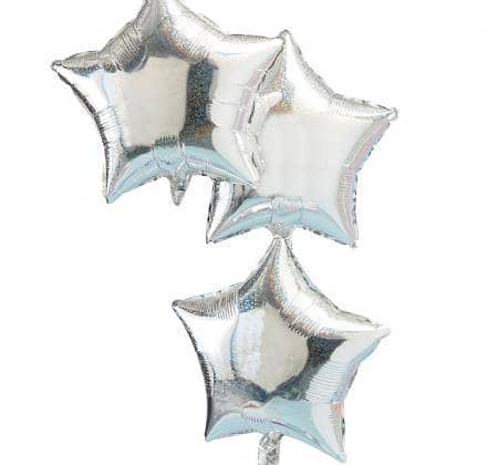 5 Pieces 18-Inch Large Silver Star Foil Balloons for Helium - Wedding and Birthday Party Decoration