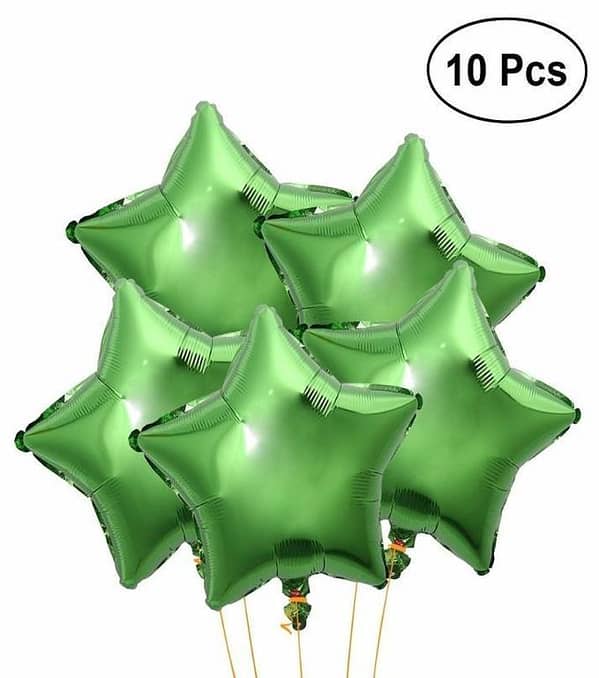 Green Star Foil Balloons – 18 Inch (10 Pieces) for Wedding and Event Decor