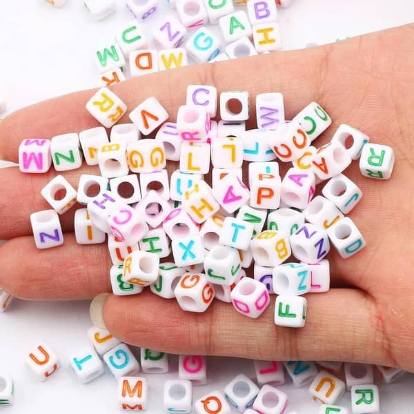 Mixed Colored Square Letter Acrylic Beads Cube Loose Spacer Alphabet Beads For Jewelry Making Diy Handmade Accessories 52 Pices A to Z Alphabet pack 2 set