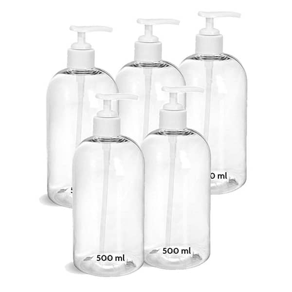 Soap Dispenser Bottle, Hand Wash Bottle, Liquid Soap Empty push Bottle with Pump, 500 ml, Pack of 5