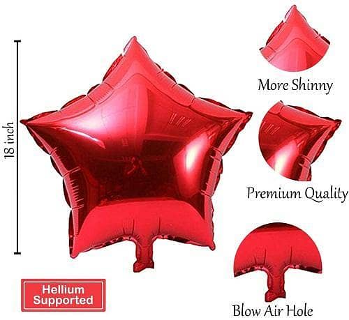 Red Color Star Foil Balloons