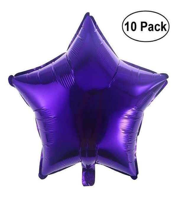 Purple Star Foil Balloons – 18" (10 Pieces)