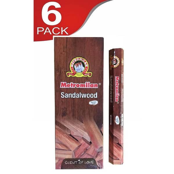 6 Pack Of Metromilan Sandalwood Scent Of Love Incense Sticks 6 Boxes (18 Sticks In Each)
