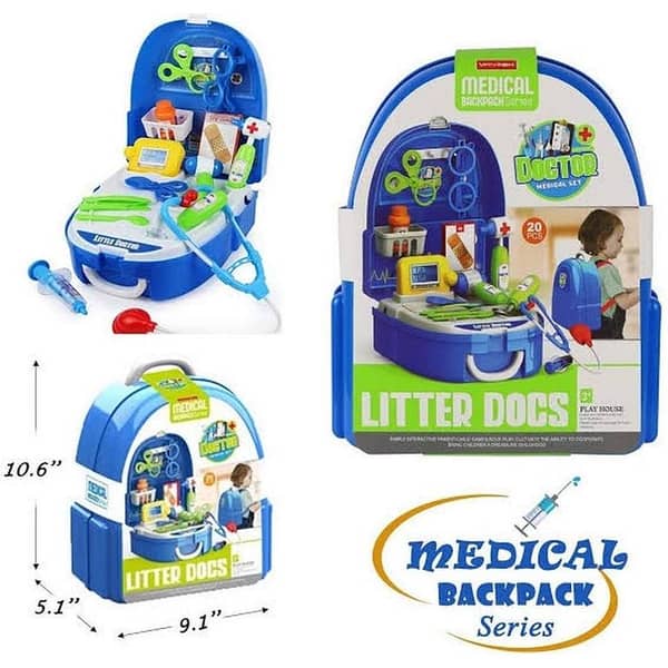 Hanging Doctor Set for Kids - 20 Piece Medical Backpack Series Doctor First aid Box Medicine Kit Pretend Play Toys for Childrens