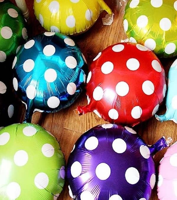 Pack of 6 Polka Dot Foil Balloons, 18 inches, Multicolor