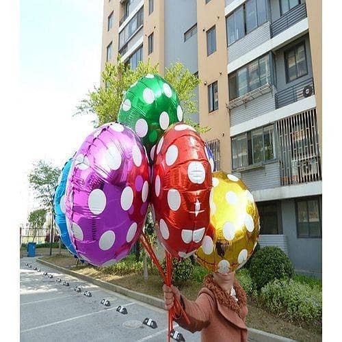 Pack of 10 Polka Dot Foil Balloons, 18 inches, Multicolor