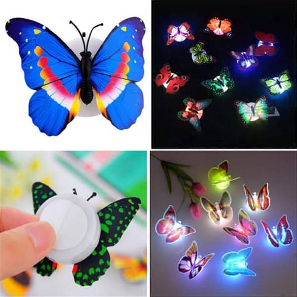 Pack of 4 - Glow-in-the-Dark LED Butterfly Night Lights with Color Changing LEDs for Kids' Rooms