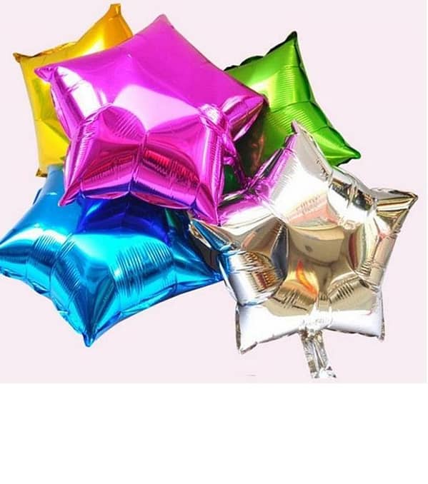 Pack of 6 18-Inch Multicolor Star Shape Foil Balloons