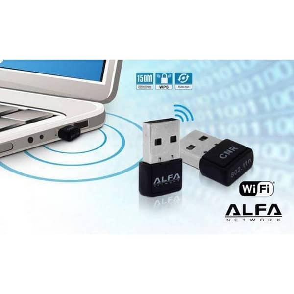 Alfa Wifi USB Adapter LAN Card 300 Mbps 3001 N With Driver CD for PC / Laptop-Black