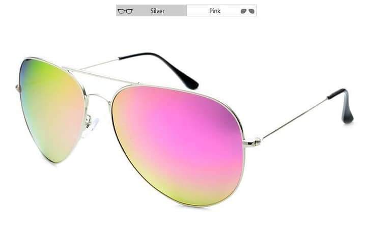 Silver Frame Pink Shade Glass With Free Pouch