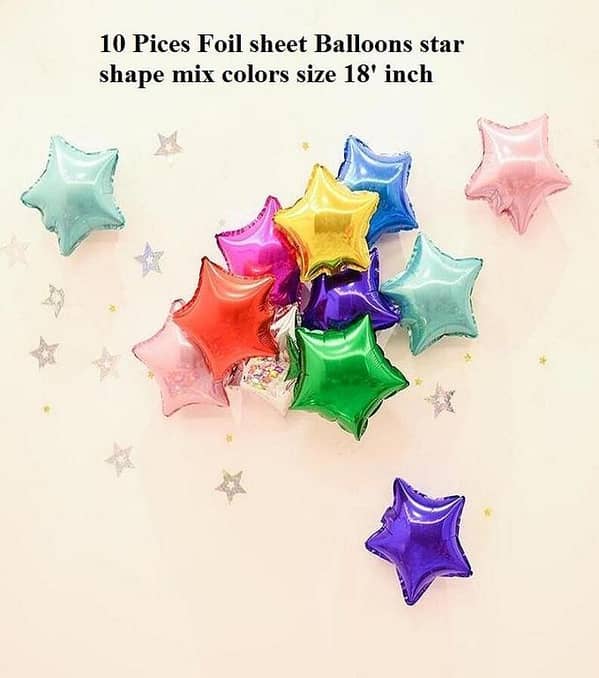 Pack of 10 Pcs – 18-Inch Star-Shaped Foil Balloons in Multicolor