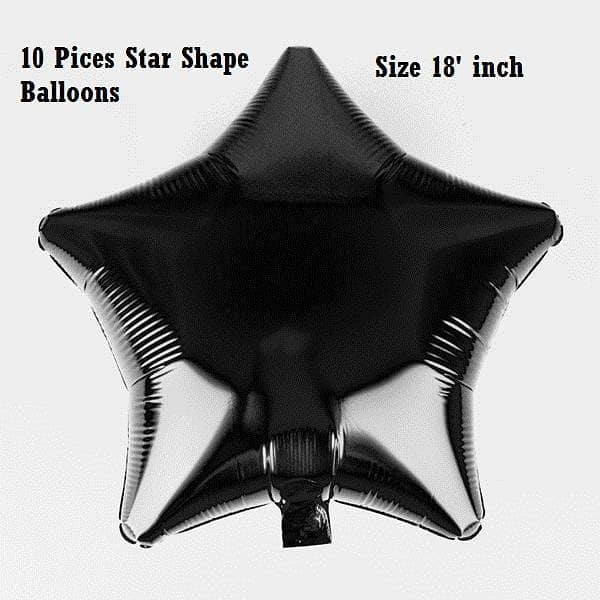 Black 10-Piece Star-Shape Foil Balloons, 18 Inch