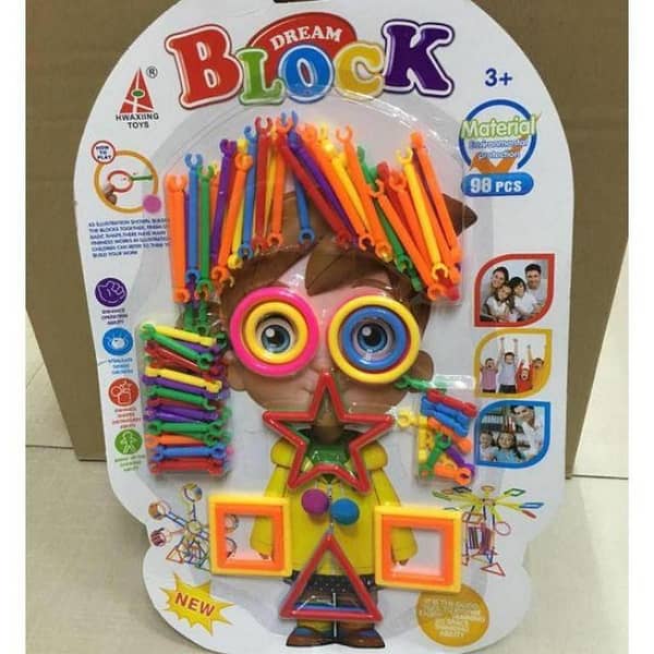Dream Block 98 Pieces: Multicolor Stacking Sticks – Educational Plastic Blocks for Montessori and Early Math
