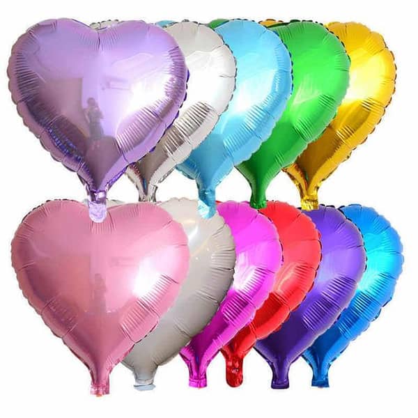 Pack of 10 Heart Foil Balloons, 18 inches, Multi-Color