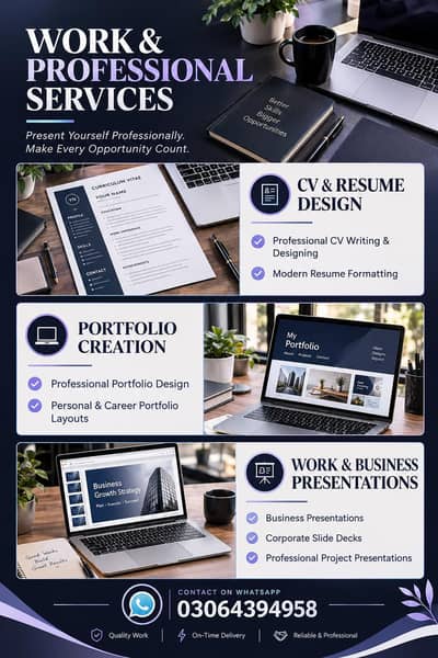 Professional digital services|CV, Assignments, Presentations and Grap