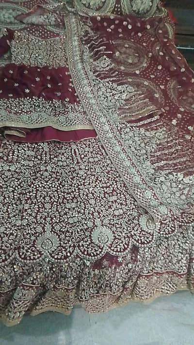 Royal Maroon Bridal Lehenga with Heavy Zardozi Embroidery (Worn Once)