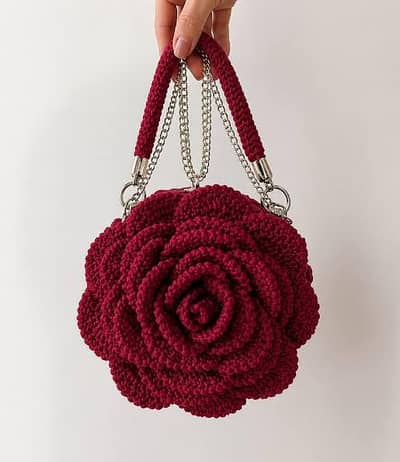 Handmade Crochet Rose Bag