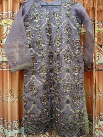Beautiful Lavender color 3 piece organza suit