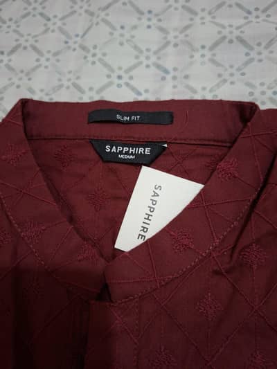 Sapphire Men's Maroon Embroided Kurta