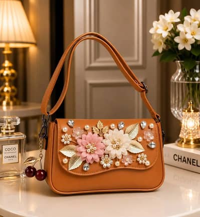 Women's Leather Embroidered Hand Bag Without Keychain