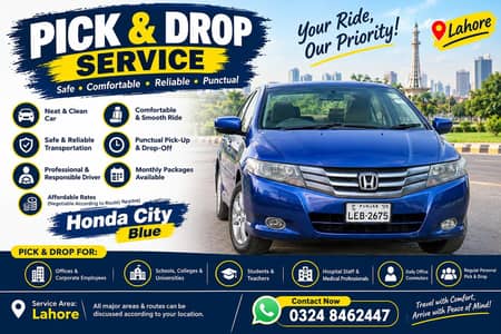 PROFESSIONAL PICK & DROP SERVICE – BLUE HONDA CITY