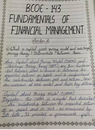 Handwritten assignment