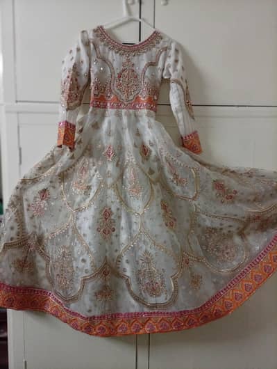 wedding maxi with trouser and dupatta one time used
