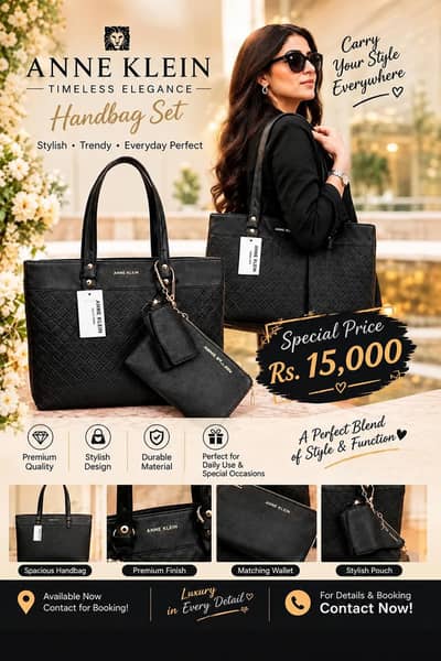 Anne Klein Black Handbag | Set with Matching Wallet  | Brand New
