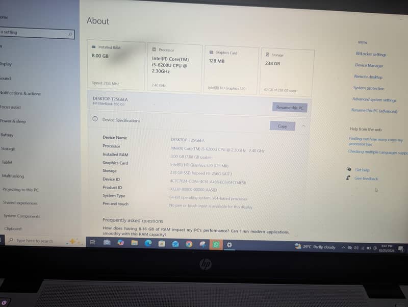 HP core i5 6 generation 1