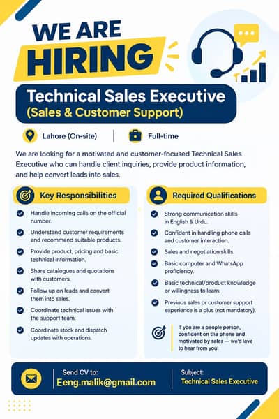 Technical Sales Executive & after sales support manager