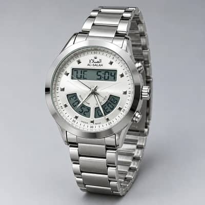 Al-Salah Stylish Silver Digital Analog Men's Watch