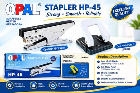 Opal HP-45 Heavy Duty Stapler & Deli 2-Hole Punch for Sale