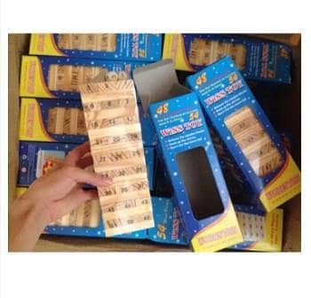 Number Jenga Wooden Stacking Game for Kids & Adults Blocks 54 Pieces with Dice E 6151