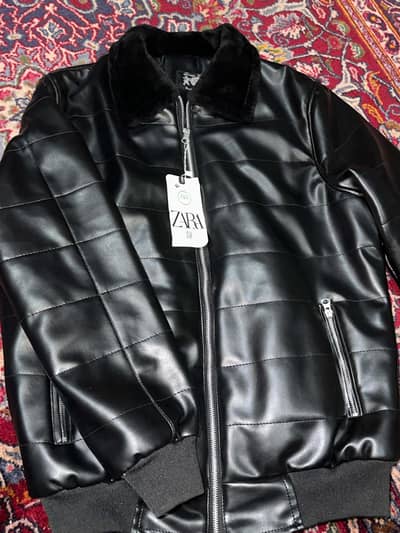 Zara Jacket Black Leather Puffer Jacket