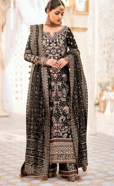 Royal Black & Gold Heavily Embroidered Designer Festive Suit
