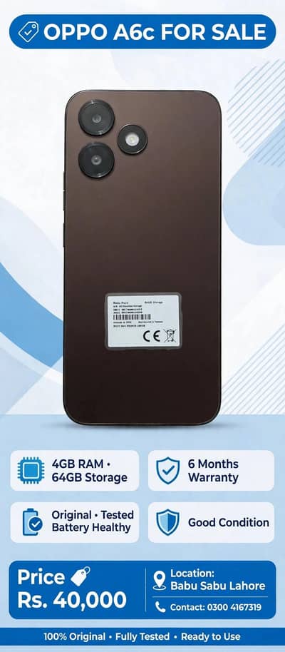 Oppo A6c with box charger