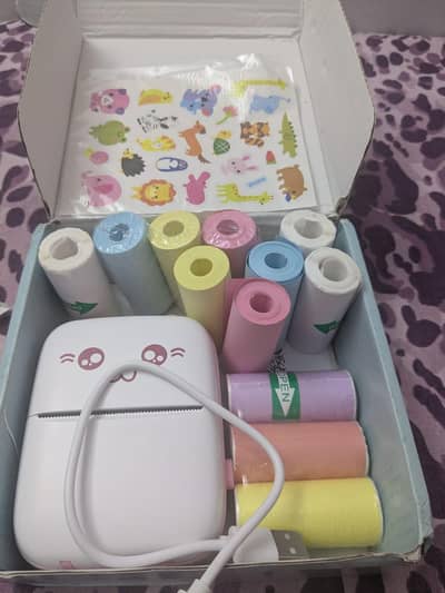 Portable Mini Thermal Printer with Sticker Paper Rolls