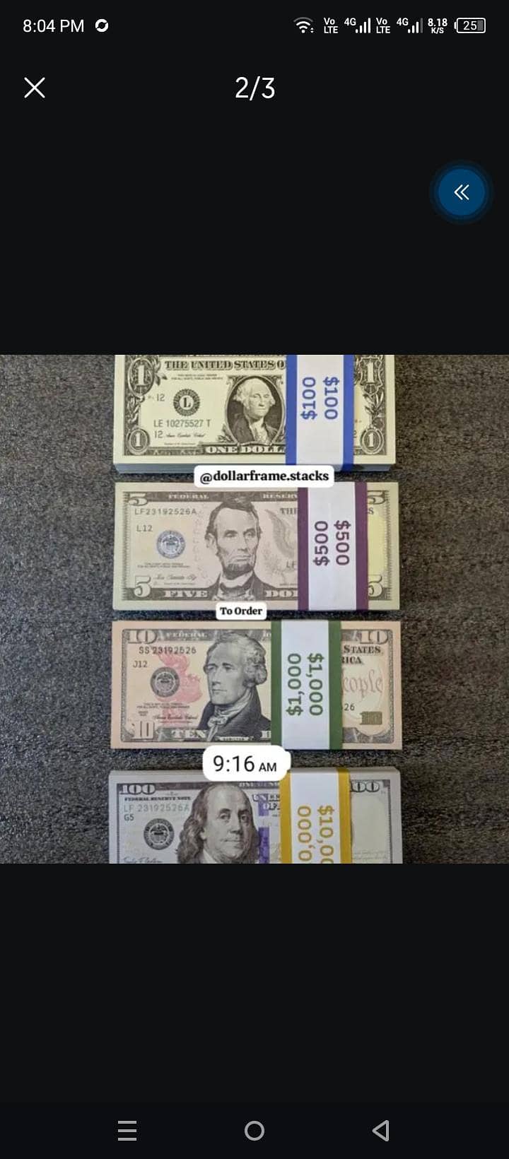 Dollar for wadding available 1