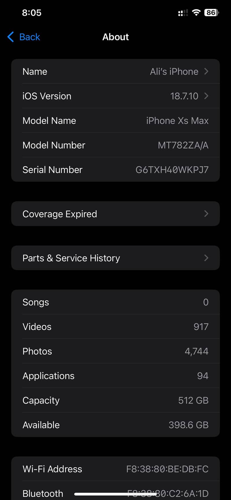 iPhone xs max 0