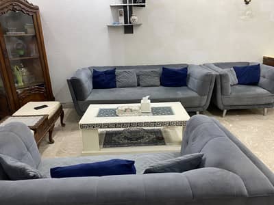 6-Seater Velvet Sofa Set with Modern Center Table