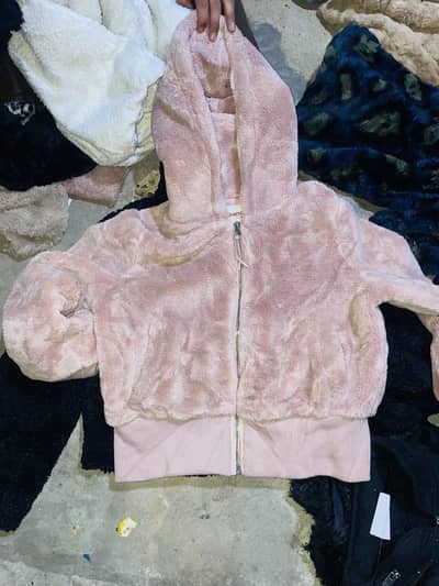 Pink fleece hoodie jacket for girls-size medium