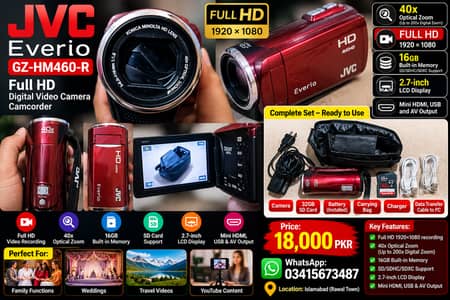 JVC Everio GZ-HM460-R Full HD Video Camera 40x Optical Zoom