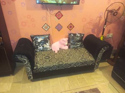 7 seater sofa set in black  colour