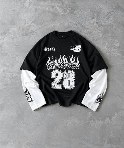 flame 28 and 32 printed sweatshirts
