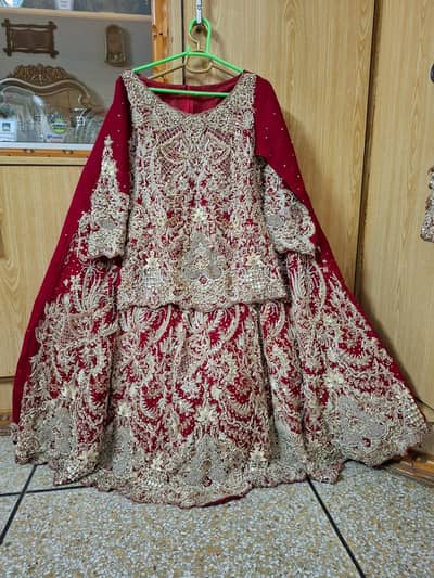 Heavy Maroon Nakshi Dabka Crinkle Chiffon
