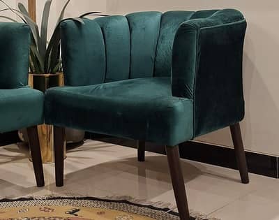 2 GREEN SOFA CHAIRS