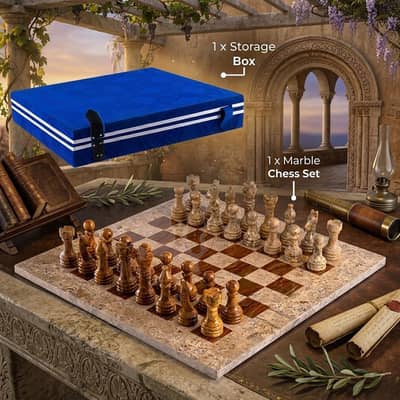 15 Inch Marble Chess, Multicolor Chess With Box, Real Marble Chess.